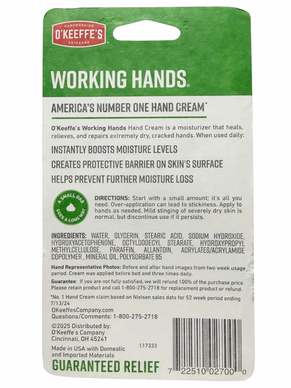 O'Keeffe's Working Hands Cream for Extreme Dry Cracked Hands 3.4 oz New in Box